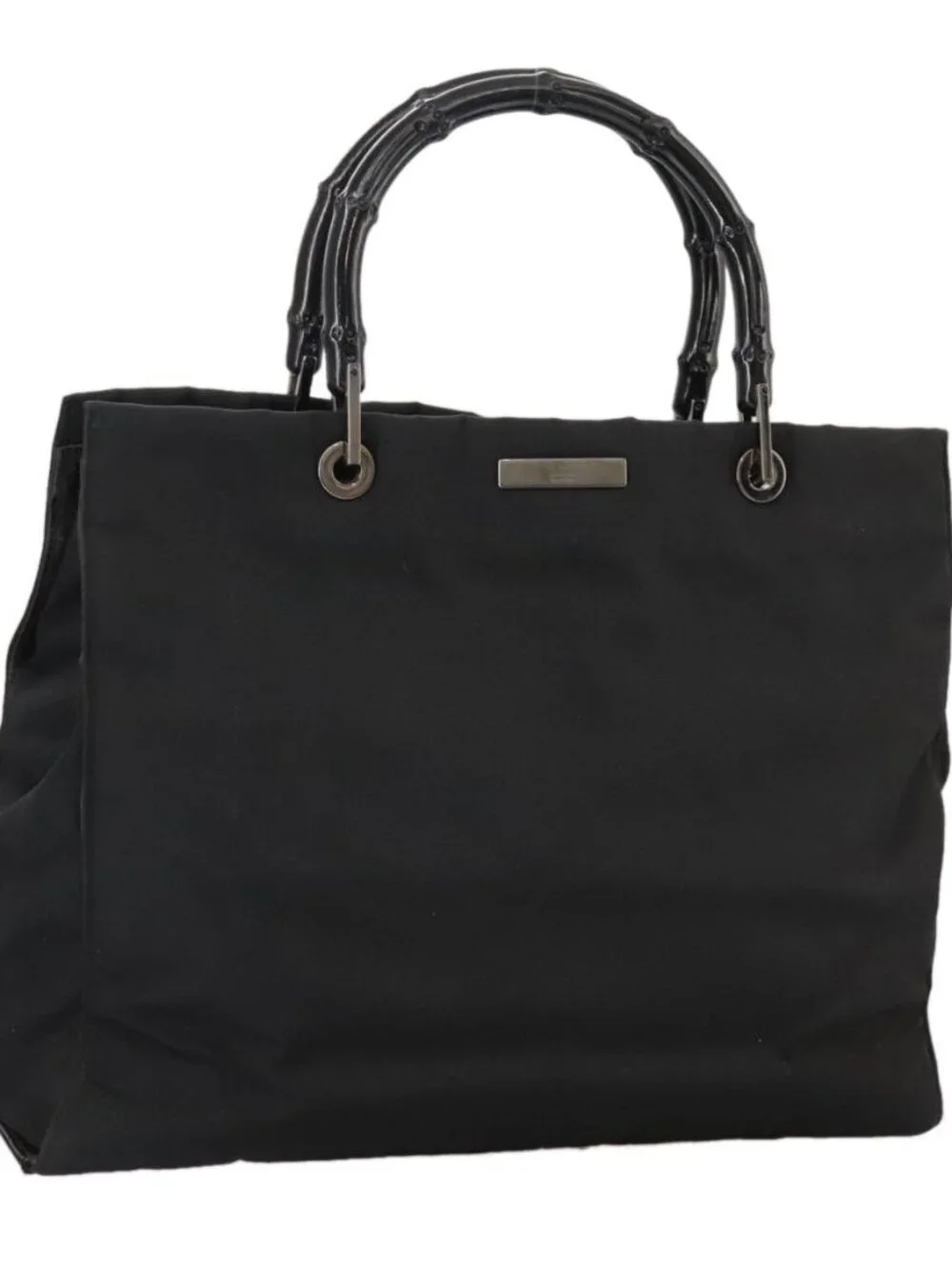 GUCCI Bamboo Hand Bag Nylon Black 002 1010 3444 Auth ep7044